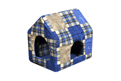 Будинок-лежак (лежанка) для домашніх тварин Мур-Мяу " Будочка " Синій 10233 фото
