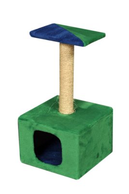 Будиночок-кігтеточка (Дряпка) Мур-Мяу " Будинок-1 " в сизалевій мотузці Зелено-синій 10367 фото